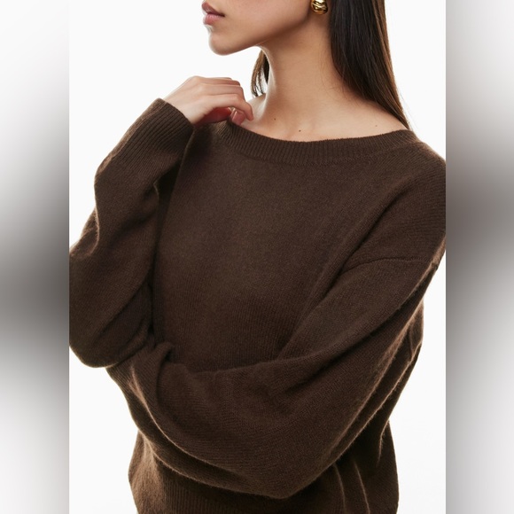 Aritzia Babaton Luxe Brown Cashmere Session Sweater. Size Small. - Picture 4 of 16